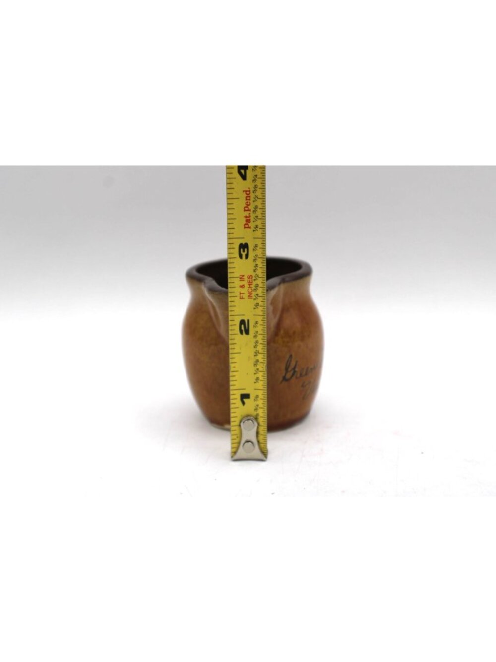 Mini Creamer Pitcher Green Mountains Vermont Brown Ceramic Pottery Vtg Souvenir - Picture 11 of 11